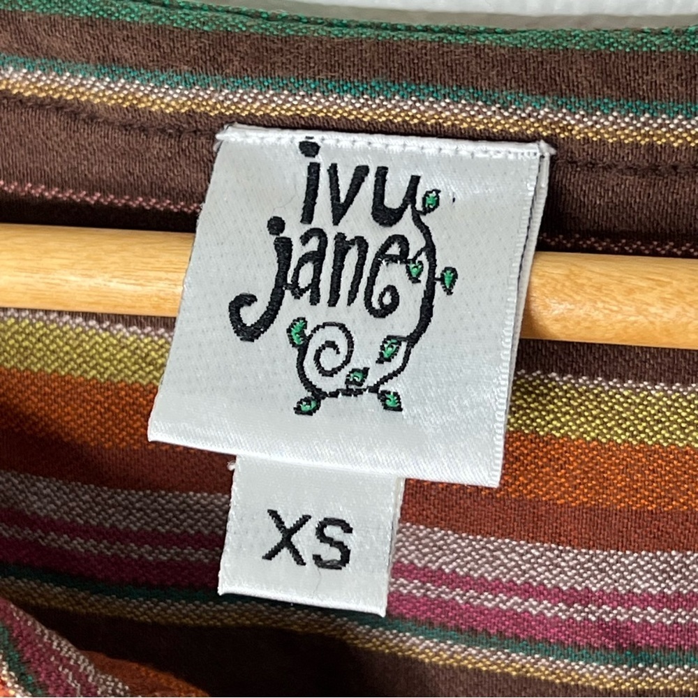 Ivy Jane Boho Tunic Top Striped Floral Print Cotton Peasant Blouse Festival XS - Picture 6 of 12